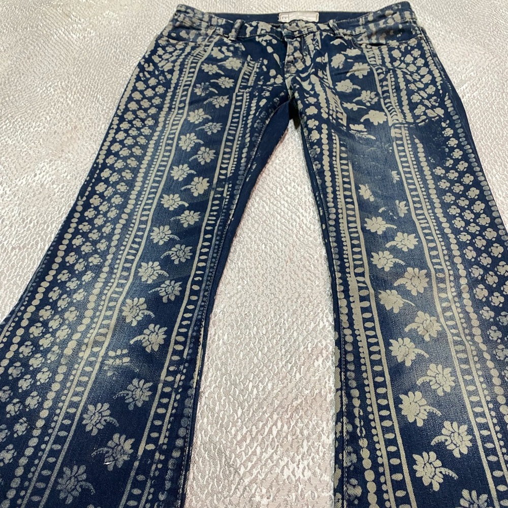Free People Floral Bell Bottom Jeans - Picture 3 of 8